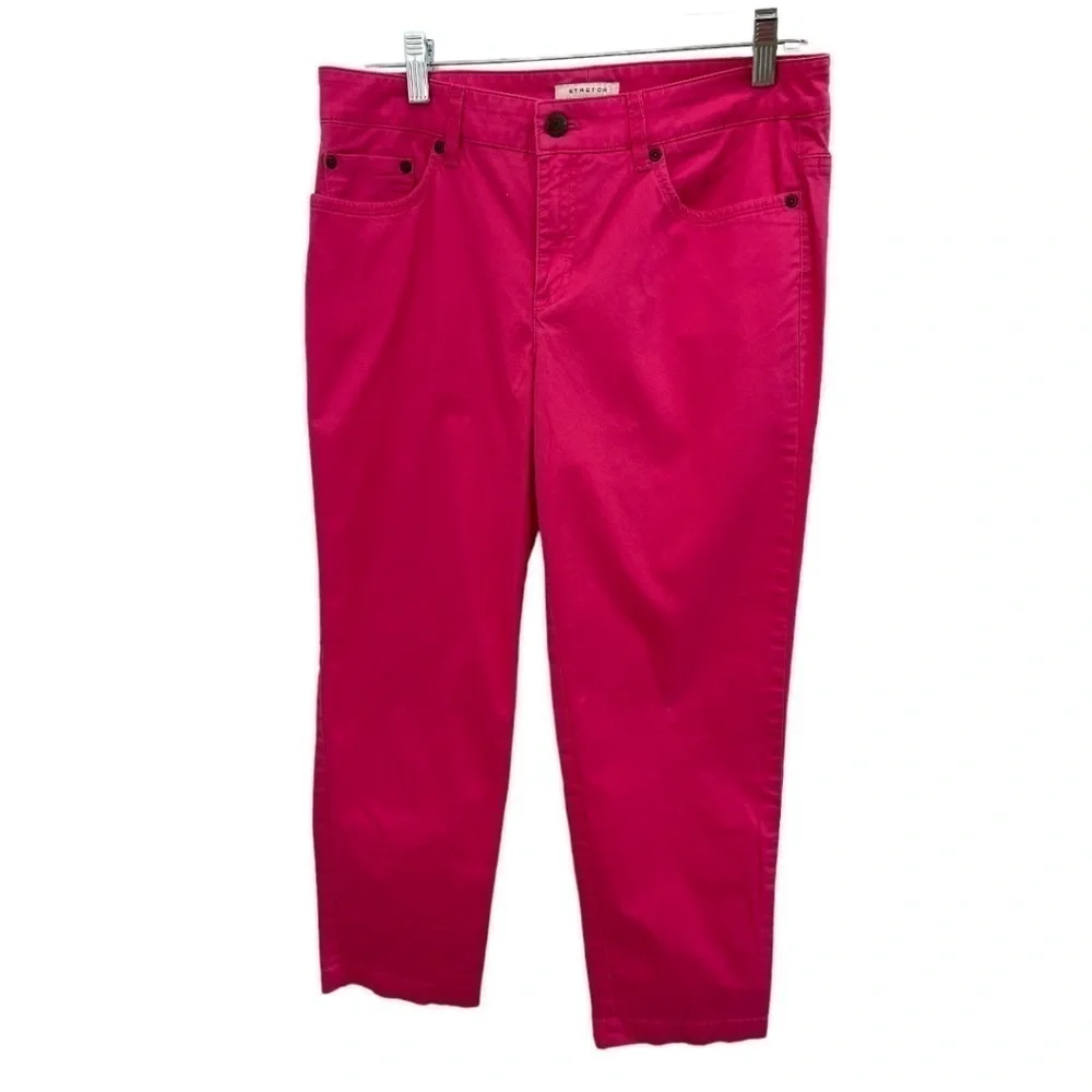 JONES New York Sport Pink Cotton Spandex Classic Jeans Barbiecore Size 8 - Picture 1 of 5